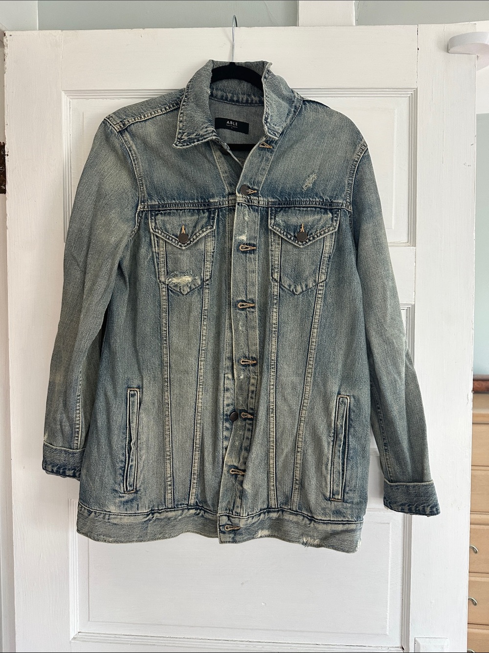 Able Light Blue Distressed Denim Jacket